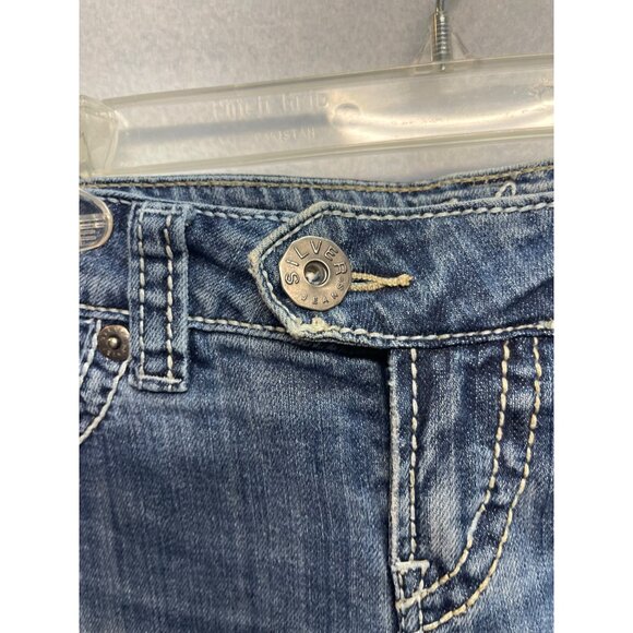 Silver Jeans Tuesday Capris Women's Size 28 Blue Denim Capri Jeans Thick Stitch - Picture 3 of 14